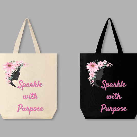 Canvas Tote Bag with Empowering Quote and Abstract Floral Design