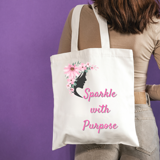 Canvas Tote Bag with Empowering Quote and Abstract Floral Design