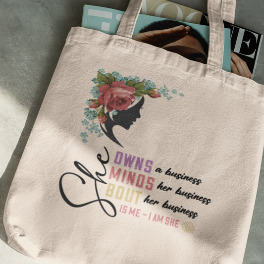 Empowerment Quote Canvas Tote Bag - She Owns Her Business